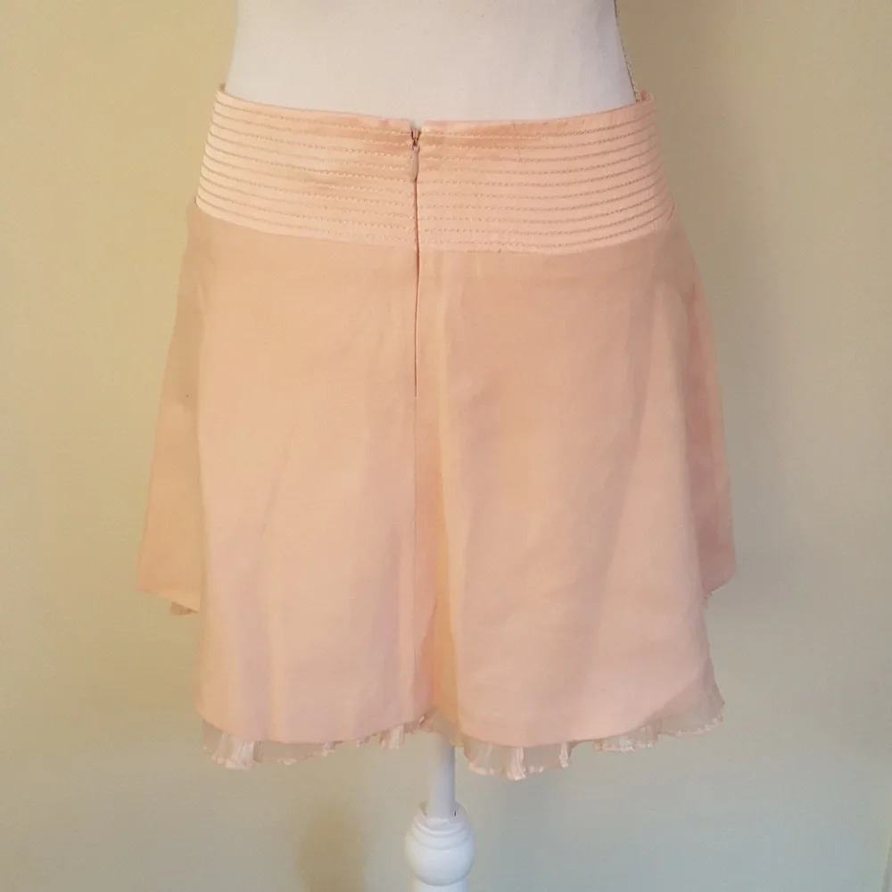 Bebe peach a-line linen mini skirt w/ lining/tulle - Picture 4 of 7